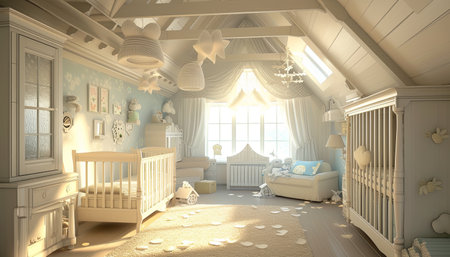 3D Illustration of a baby room in a fairy tale styleの素材
