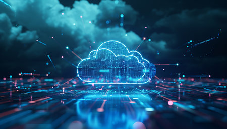 3D rendering of cloud computing concept. Cloud computing and technology conceptの素材