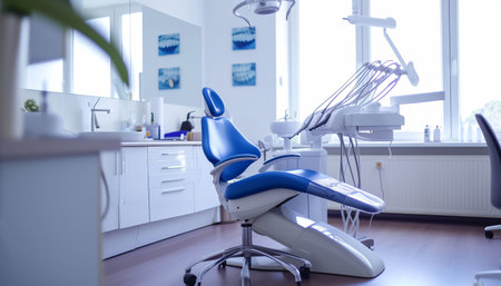 Interior of a modern dental clinic. Dentist office. Dental chairの素材