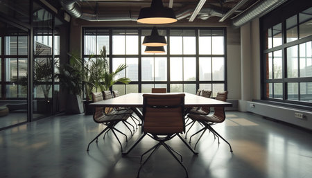 Interior of a modern meeting room. 3d rendering mock upの素材