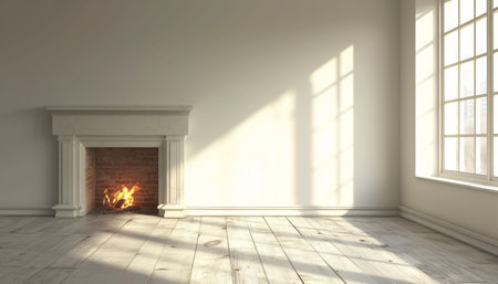 interior with brick fireplace. 3d rendered illustration and mock upの素材