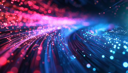3d rendering of abstract technology fiber optic background with depth of fieldの素材