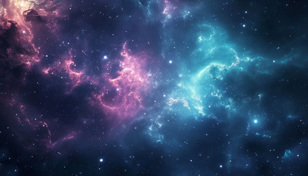 Nebula and stars in deep space, computer generated abstract backgroundの素材