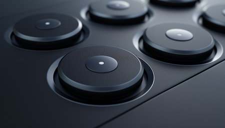Close-up of black control panel with buttons. 3D renderingの素材