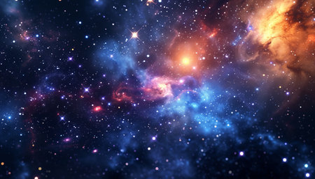 Stars of a planet and galaxy in a free space. 3D renderingの素材