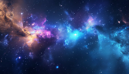 Cosmic space and stars, color cosmic abstract background, 3D renderingの素材