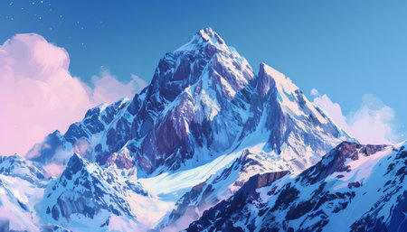 Beautiful mountain landscape. 3d rendering. Computer digital drawing.の素材