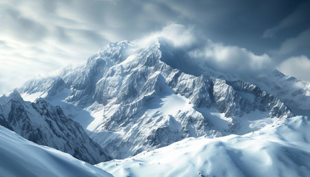 Winter mountains panorama. Caucasus Mountains, Georgia, region Gudauri.の素材
