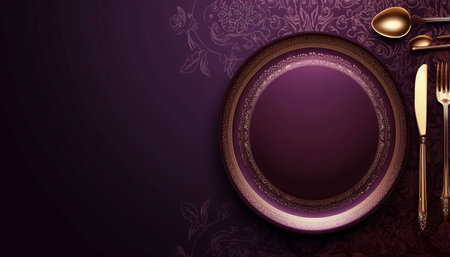 Luxury table setting. Vector illustration. Top view. Place for your text.の素材