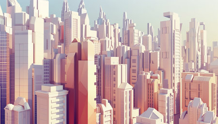 Cityscape with skyscrapers. 3d render. Illustration.の素材