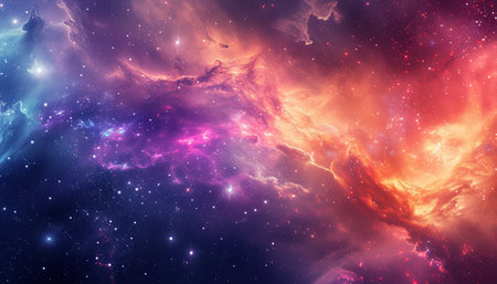 Nebula and stars in deep space, mysterious universe background.の素材