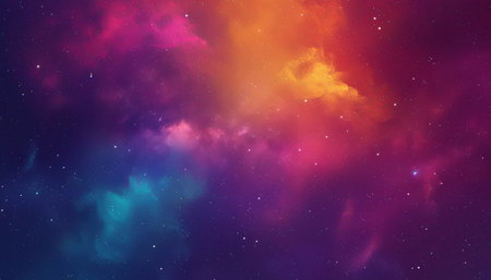 Colorful night sky with stars and nebula. Abstract background.の素材