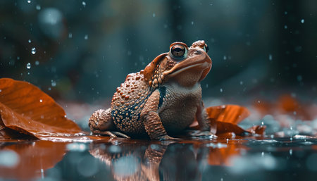 Common toad (Bufo bufo) in the rainの素材
