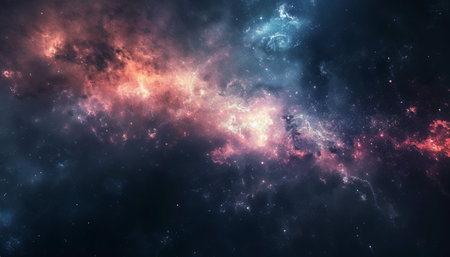 Colored nebula and stars in deep space, computer generated abstract backgroundの素材
