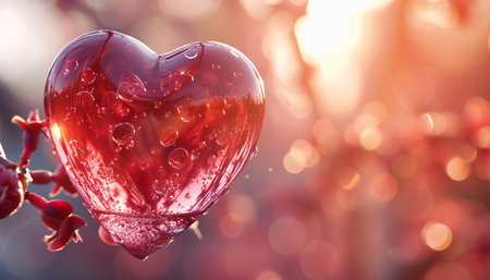 Valentine's day background with red heart and bokehの素材