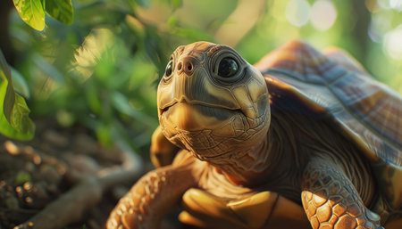 Close up of a tortoise in the nature,selective focusの素材