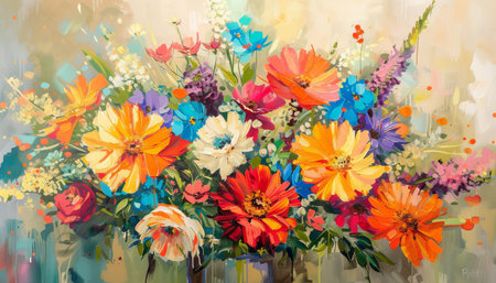Colorful bouquet of wildflowers. Watercolor painting.の素材