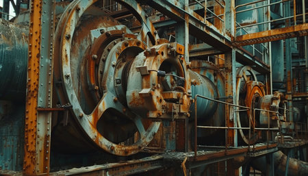 Old rusty industrial equipment. Industrial background. Stock photo for your designの素材