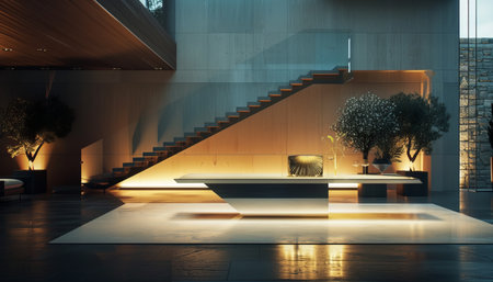 Modern interior design. 3d rendering, 3d illustration. Living roomの素材