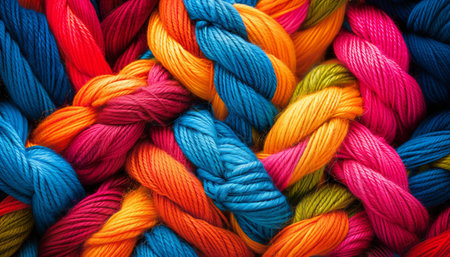 Colorful threads for embroidery as background, close-upの素材