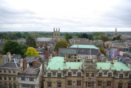 Top view on houses in Oxford, UKの写真素材