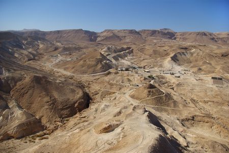 View on Judean desert from fortress Masada, Israelの写真素材