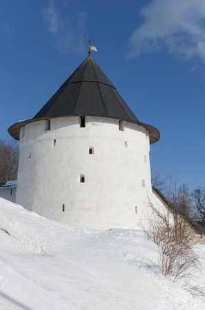 Tower of Pechorsky monastery in Pskov region, Russiaのeditorial素材