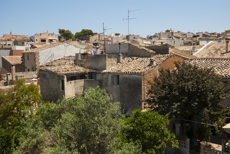 Tile roofs of town Alcudia, Mallorca, Spainの写真素材
