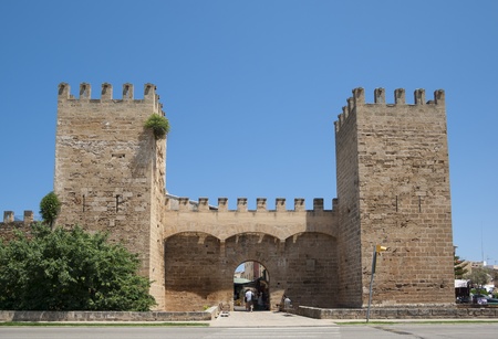 City wall gate in Alcudia, Mallorca, Spainのeditorial素材