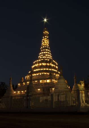 Buddha stupa on Wat Luang at Pai Maehongson North temple in Thailandの写真素材