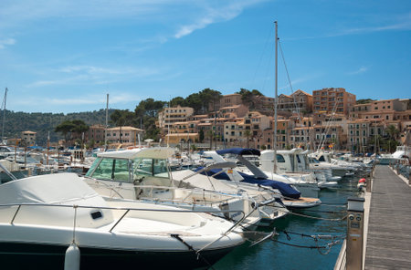 Port de Soller - town on the coast of Mediterranean sea, Mallorca, Spainのeditorial素材
