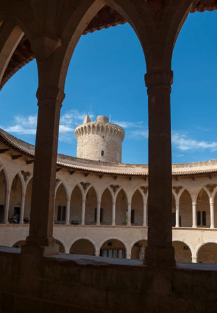 Colonnade of Bellver castle, Palma of Mallorca, Spainのeditorial素材