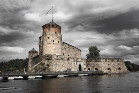 Olavinlinna castle in Savonlinna, Finlandのeditorial素材