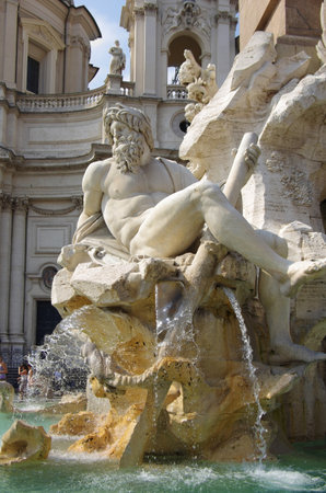 The fountain of four rivers designed by Bernini, Piazza Navona, Romeのeditorial素材