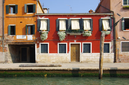 View on  beautiful medieval houses of Venice, attracting thousands tourists from all over the worldのeditorial素材