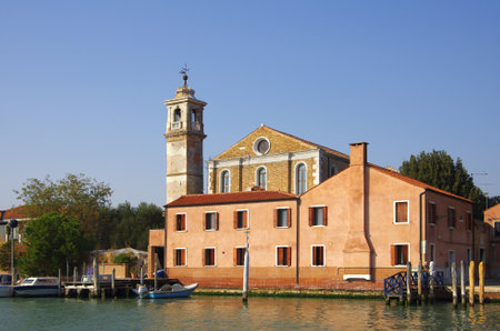 VENICE, Italy - OCTOBER 06: Quay of Murano island on October 06, 2011 Venice, Italy. One of beautiful medieval venetian canals on Murano island in Venetian Lagoonのeditorial素材