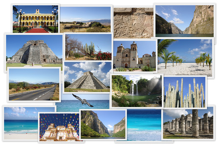 Traveling around Mexico in collage with several shotsの写真素材