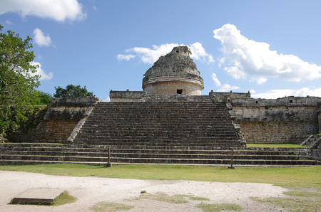 The Observatory (El Caracol) inside the maya archeological site of Chichen Itza, Mexicoの写真素材