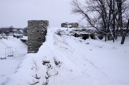Ruins of Koporie fortress in the winter, near Saint-Petersburg, Russiaのeditorial素材