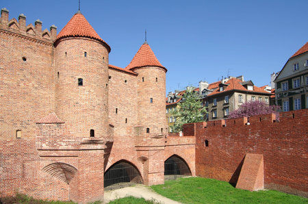 The Barbican is a semicircular fortified outpost in Warsaw, Poland, and a relic of the historic fortifications that once encircled Warsawのeditorial素材