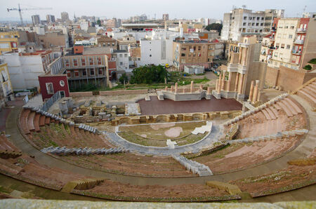 Ruins of roman amphitheater in Cartagena, Spainの写真素材
