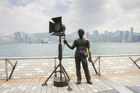 HONG KONG - FEBRUARY 25: Avenue of Stars on Kowloon Island on February 25, 2013 in Hong Kong. The promenade honours celebrities of the Hong Kong film industry as the famous city attractionのeditorial素材