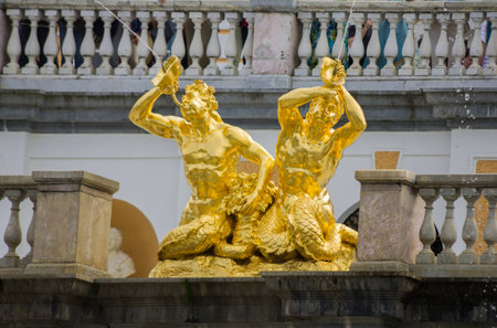 Fountains of the Grand Cascade in Peterhof, Saint-Petersburg, Russiaのeditorial素材