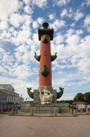 Rostral Column on Vasilevsky Island, Saint-Petersburg, Russiaのeditorial素材