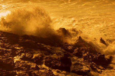 The coast of Atlantic ocean on Lanzarote, Canary islands, Spain