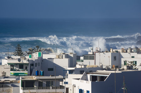 The village El Golfo on Lanzarote, Canary islands, Spainのeditorial素材