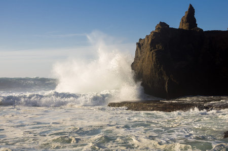 Lagoon El Golfo on Lanzarote, Canary islands, Spain