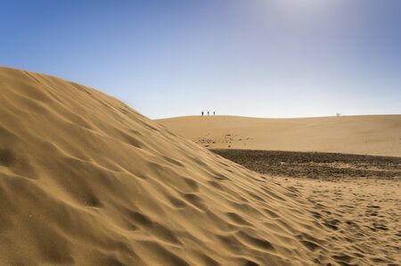 Maspalomas Dunes on the coast of Atlantic ocean on Gran Canaria Canary islands Spainの写真素材