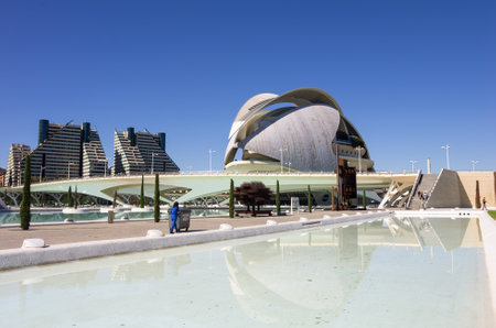 VALENCIA, SPAIN - OCTOBER 08 2014: El Palau de les Arts Reina Sofia in the City of Arts and Sciences (Ciudad de las artes y las ciencias) in Valencia, Spainのeditorial素材