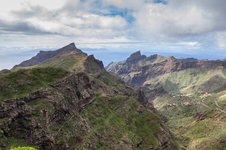 Mountain road to Masca village on Tenerife, Canary Islands, Spainの写真素材
